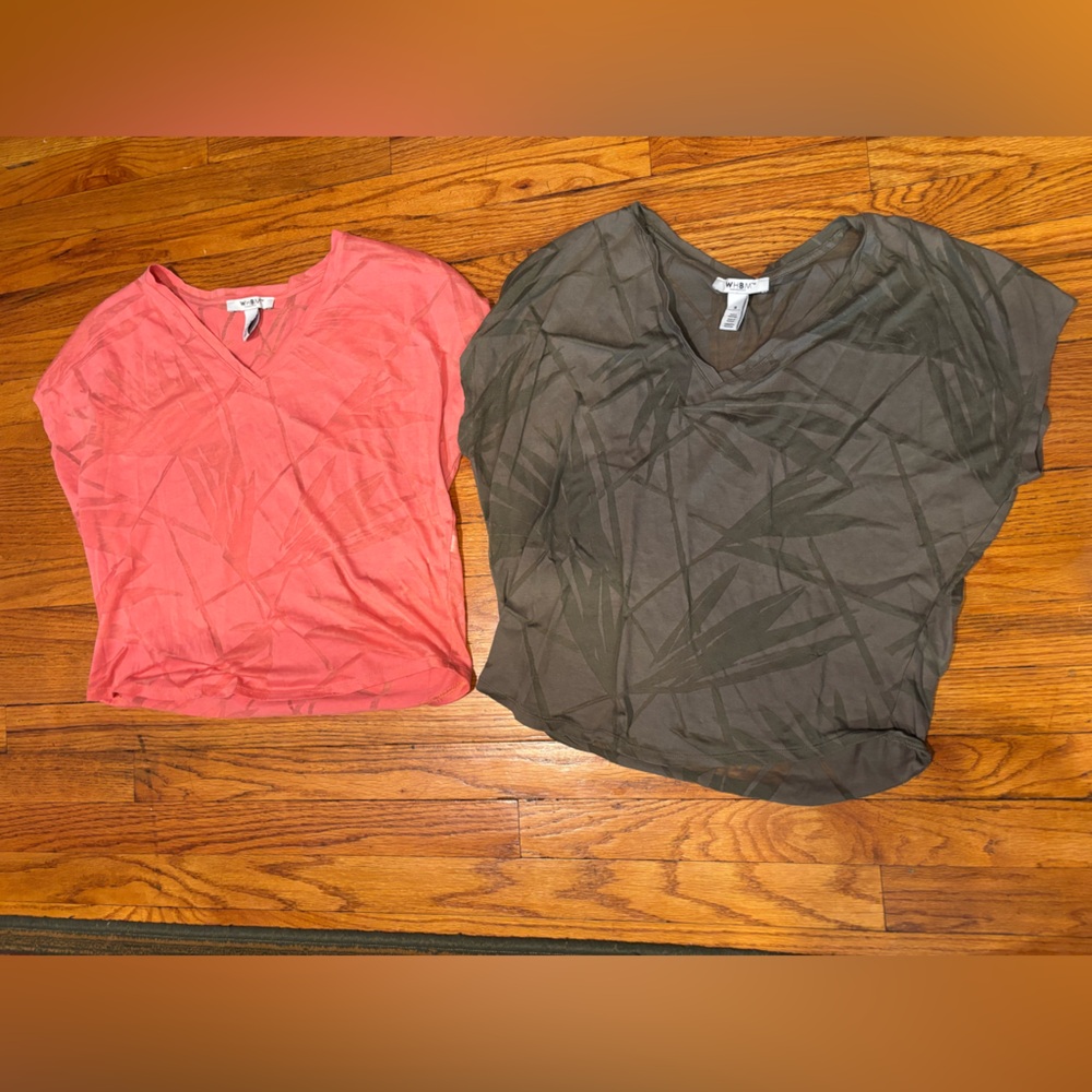 Women's V-Neck Tops - Coral and Olive WHBM size medium great shape